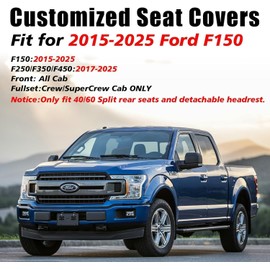 Coverado Front Seat Covers for Ford F150 2015-2025, F250 F350 F450 2017-2025 SuperCrew Crew Cab, Gray Leather Car Seat Covers, Full Coverage