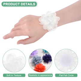 M METERXITY 12-Pack Chiffon Flowers 1.97 x 1.97 Inch Mesh Fabric Flowers Full Chiffon Flowers Hair Clips Flower for Home Decor/Wedding/Headbands/DIY/Party/Garden [Beige White]