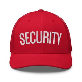 RIVEMUG NG White Security Embroidered Trucker Hat Curved Bill Mid Crown Adjustable Security Guard Cap