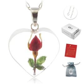 TAMI Dije Rosa Eterna Collar Te Amo con Cadena en Plata para Mujer - Regalo para Novia con Collar Flor Eterna - Joyería para Mujer con Rosa Infinita