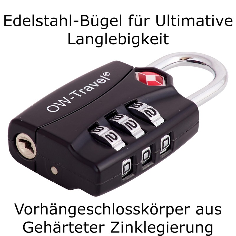 OW-Travel Combination Lock 3 Digit with Open Alert Display Suitcase