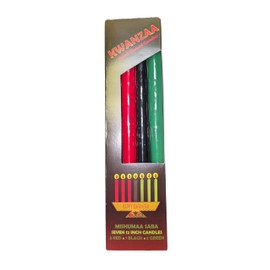 D'light Online Elegant 7 Pieces Kwanzaa Candles Set - 3 Red, 3 Green, 1 Black - Premium Quality Candles Hand-Dipped Taper Candles, Dripless and Smokeless - Set of 7 (10 Inch, Kwanzaa)
