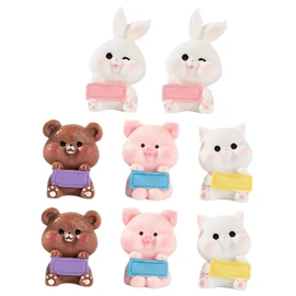 SUPVOX 8Pcs Cute Animal Figurines for Desktop Decoration Adorable Miniature Statues for Micro Landscape Garden and Balcony Fine Workmanship with Delicate Details