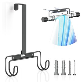 XILIMEN Ironing Board Holder Wall Mount, Over The Door Ironing Board Hanger, Ironing Board Wall Mount for Y & T Leg, Iron Holder Wall Mounted for Laundry Room (Black)