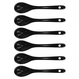 Albedel Black 6 pcs Porcelain Egg Spoons Ceramic Spoons 4.7 inch Coffee Dessert Yogurt Tea Milky Tea
