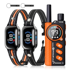 2-in-1 Bark Shock Collar 2 Pack - Color Screen Dog Training Collar with Beep/Vibration/Shock/Anti Bark 4 Modes for 2 Dogs, 3300FT Waterproof E Collar with Remote for Small Medium Large Dogs(8-120lbs)