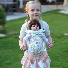 GAGAKU Baby Doll Carrier for Kids, Reborn Dolls Carrier Accessoreis with Adjustable Straps, Toy Soft Carriers for Toddlers & Girls - Green