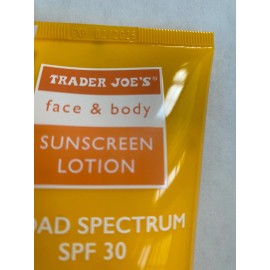 Trader Joe's 2 Packs Trader Joe's Face & Body Sunscreen Lotion SPF 30 Water Resistant 6 OZ