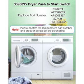 WP3398094 Dryer Push to Start Switch Replacement Fit for Whirlpool Maytag MEDP575GW MEDP576KW WET4124HW MGDP575GW and more, Dryers Door Switch Replacement Parts Replace 3398094 WP3398094 AP6008357