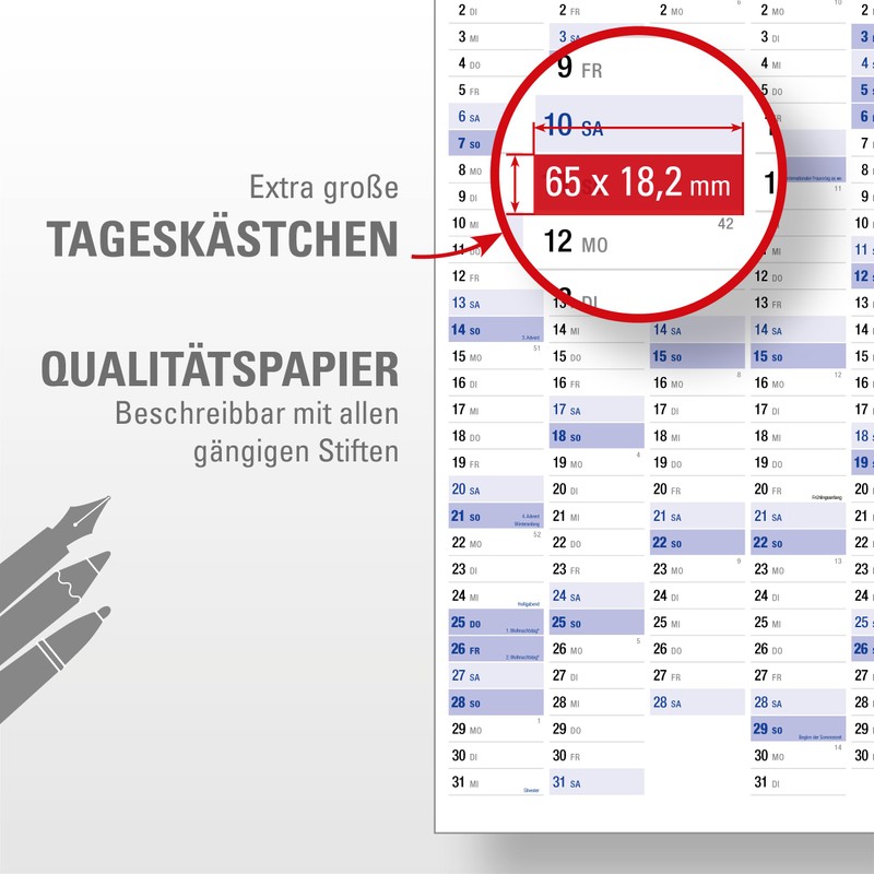Yohmoe® XXL Wall Calendar 2026 Large (98 x 68 cm)