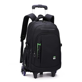 EKUIZAI Solid Color Trolley Backpack Schoolbag for Middle School Students Elementary Rolling Bag Daypack for Teen Boys