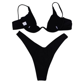 ZGMYC Conjunto de bikini gótico de 2 piezas con estampado de calaveras para mujer, Patrón de calavera negra., L