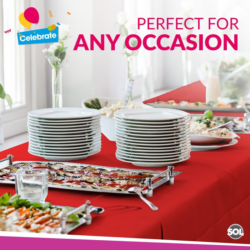 SOL 2pk Long Red Table Cloth Party | 274 x