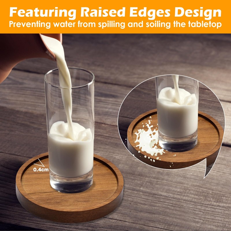 4 Pcs Wood Coasters for Drinks Absorbent, Wooden Coasters with