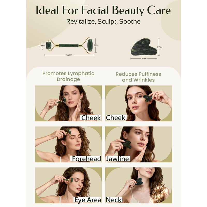 Face Roller & Gua Sha Facial Tools, Face Massager for