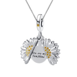 ZakiaHo You are My Sunshine Sunflower Silver Tone Pendant Necklaces for Women Birthday Christmas Jewellery