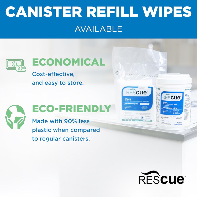 REScue One-Step Disinfectant Cleaner & Deodorizer Wipes for Vet Use