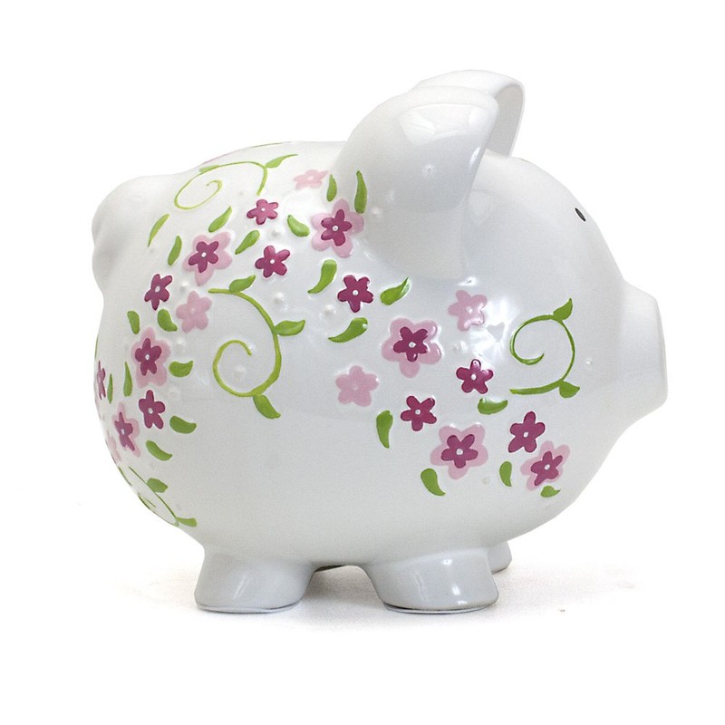 Child to Cherish Ceramic Piggy Bank for Girls, Shabby Chic