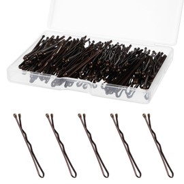 XLIUAX 150 Count Mini Bobby Pins, 1.38 Inch Small Bobby Pin Curved Waved Hairpin Kit with Storage Box Secure Hold Hair Clips for Women Girls Kids Wedding Hairstyles Styling Accessories(Brown)