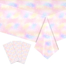 ColorOrca Pastel Tablecloth,Rainbow Tablecloth,108 * 54 inch Suitable for Rectangular Tables. （3PCS） (01-CAIHONG-A1)