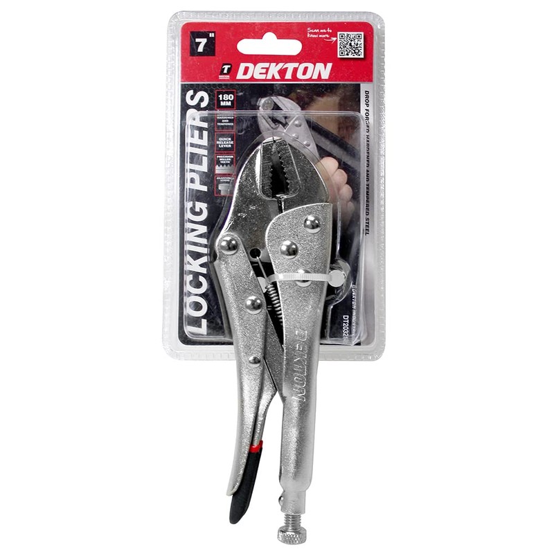 Dekton 7" Straight Jaw Locking Plier-180mm Quick Release Lever With