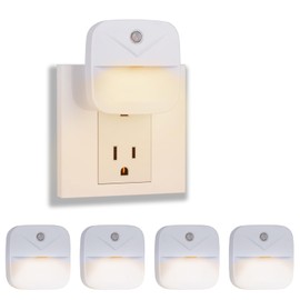 Eneteck [4 Pack LED Night Lights, Nightlights with Dust-to-Dawn Light Sensor, Night Light Plug into Wall Sensor, Soft Light for Kids Adults Kitchen Hallway Bathroom, Warm Light