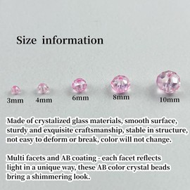 YHYPOCI 200pcs 6mm Crystal Glass Beads for Crafts Faceted Rondelle Glass Beads for Jewelry Making Crystal Spacer Beads for Necklaces Bracelets Earrings DIY Craft(Pink AB)