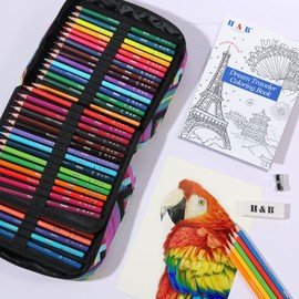 H & B 120 Colored Pencils Set, Art Pencil Kit for Adult Coloring,Oil Based Soft Core, Ideal for Coloring Sketching Shading,Art Set for Kids Teens Beginner Wooden Color Pencils