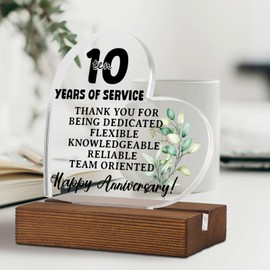 10 Years Workiversary gifts, Happy Work Anniversary Corporate Gifts, Employee Gifts, Recognition Gifts for Employees,Cute Cubicle Desk Accessories Acrylic Home Office Sign Plaque XA412