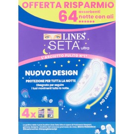 Lines Ultra Absorbent Silk Ultra Night with Wings Pack of 64