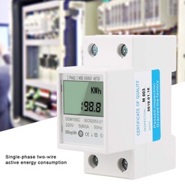Medidor de Energía KWh con Pantalla Digital LCD con Riel DIN de 35 Mm, Señal de Pulso de Energía LED Roja para Voltaje, Corriente, Frecuencia y Potencia