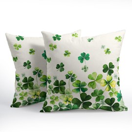 Kawani St Patricks Day Pillow Covers 18x18 Inch Green Shamrock Outdoor Decorative Throw Pillow Covers Set of 2 Spring Lucky Clover Pillowcases Farmhouse Cushion Covers for Couch Decor