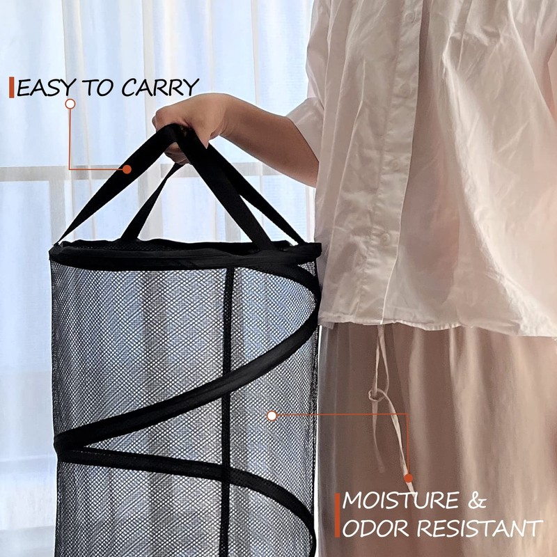 BATTOO Collapsible Laundry Basket Foldable Mesh Pop Up Hamper with