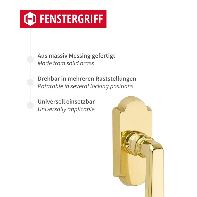 Gedotec® Window Handle Brass Half Olive – Model Old Vienna
