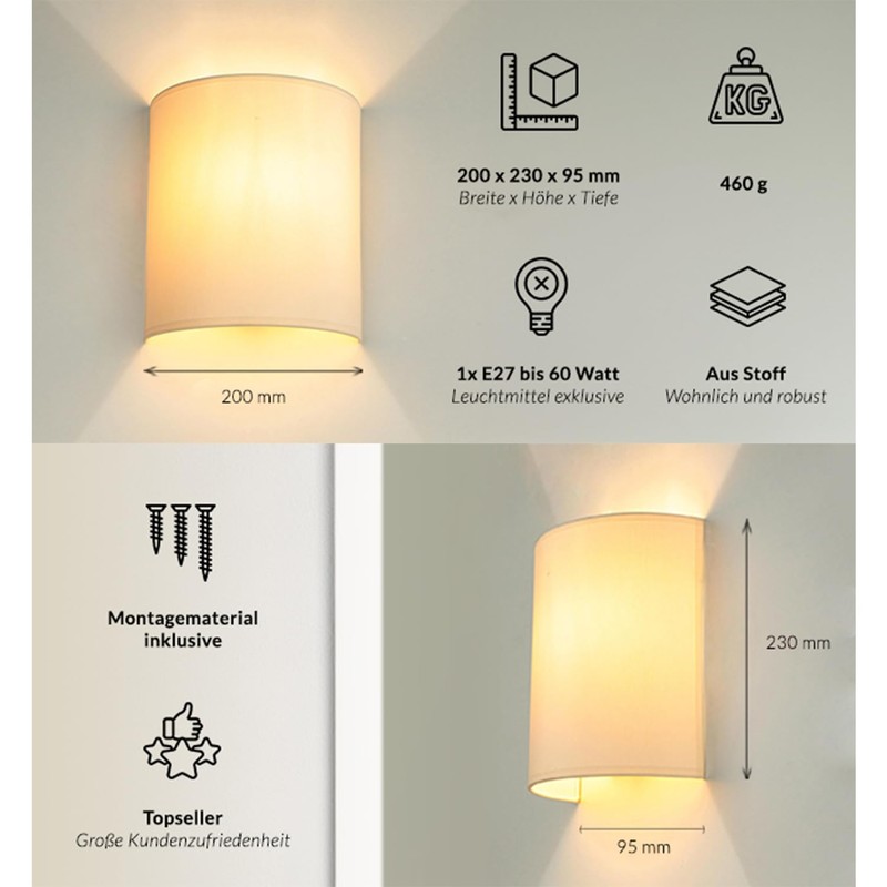 Fabric Lamp K/ALICE/6 Lighting Living Room Bedroom