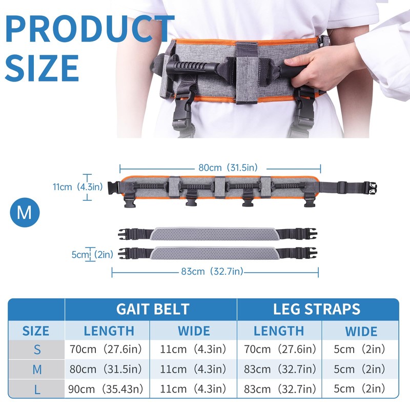 Gait Belt Transfer Belt with Padding Handles, Medical Nursing Gait