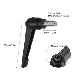 TA-VIGOR 2Pcs Adjustable Clamping Lever Handles, M12 x 25mm Locking Quick Release Push Button Ratchet Screw Knobs, 304 Stainless Steel Male Thread Stud Bolts Handle for Machinery & Equipment