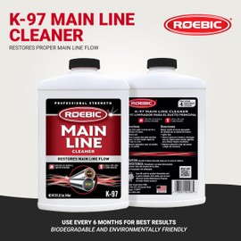 Roebic K-97 Main Line Cleaner: Exclusive Bacteria Digests Paper, Fats, and Grease in Sewer and Septic Systems - 32 Ounces, Liquid