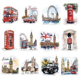 Luvart London Fridge Magnets Souvenirs - 12 Pcs British Magnet for Fridge Deck Bus Red Phone Box England Souvenirs Gifts Magnetic Stickers for Home Holiday Office Kitchen UK Travel Tourist Gift