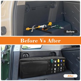 Car Trunk Organizer Compatible with Toyota FJ Cruiser 2007-2021, Multifunctional Car Storage Organizer Bag for FJ Cruiser Accessories, Large Capacity Rear Storage Bag with 3 Mountable Velcro