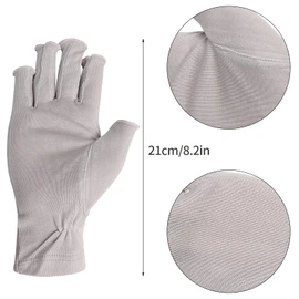 CINECE Women's Silk Gloves, Hand Care, Moisturizing, Heat Retention, Protection, Rough Skin, Sunscreen (Half Finger, Gray)