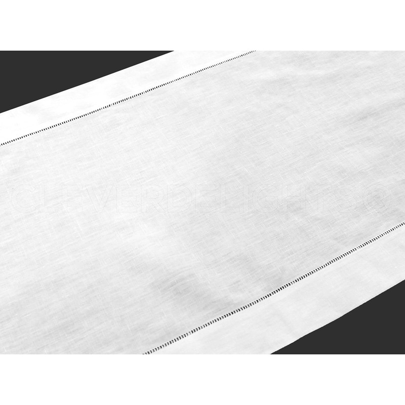 CleverDelights White Hemstitch Table Runner - 16" x 72" -