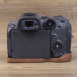 Rieibi EOS R7 Case - Quality PU Leather Half Case for Canon EOS R7 Digital Camera - Grip Case for Canon EOSR7, Coffee, Camera Case