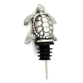 Happy Hour Sea Turtle Wine Pourer, standard, pewter finish