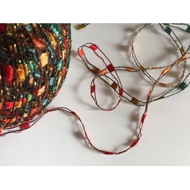 Summer Glitz Ladder Ribbon Yarn Dark Horse Beautiful #A102 Red Blue Orange Green Gold + Metallic Ladder