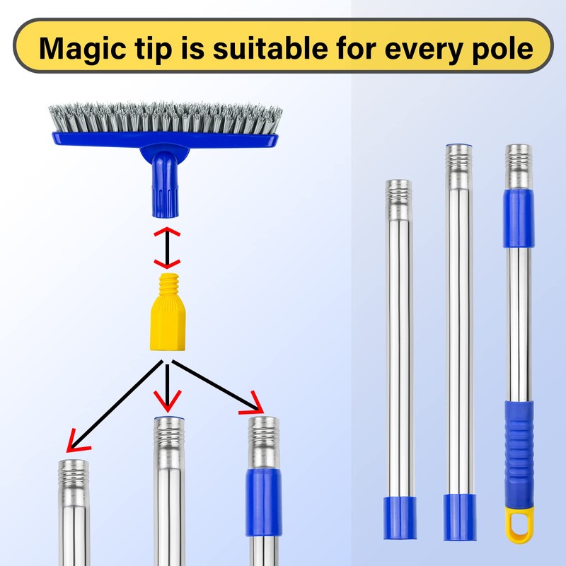 ITTAR Grout Brush with Long Adjustable Handle, Swivel Scrub Brush,