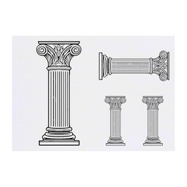 4 x 'Arabesque Roman Pillar ' Temporary Tattoos - Water Resistant, Skin-Safe, Non-Toxic Transfers, Mixed Sizes (TO00083026)
