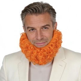 Orange Wizard Cosplay Beard for Men Short Ginger Fake Mustache