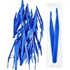 10 Pcs Disposable Tweezers Bulk Pack Blue 5 Inch Plastic