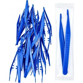 10 Pcs Disposable Tweezers Bulk Pack Blue 5 Inch Plastic Tweezers for Home, School and Lab